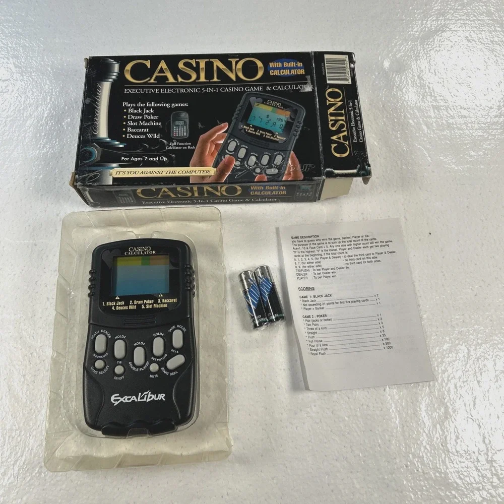 Excalibur Executive Electronic Casino 5-in-1 Handheld Game with Calculator